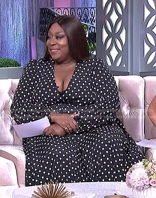 Loni's black polka dot dress on The Real
