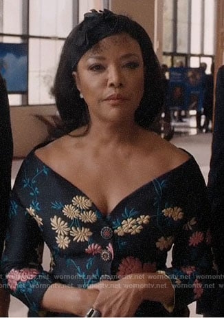 Mae's floral off-shoulder jacket on Greenleaf