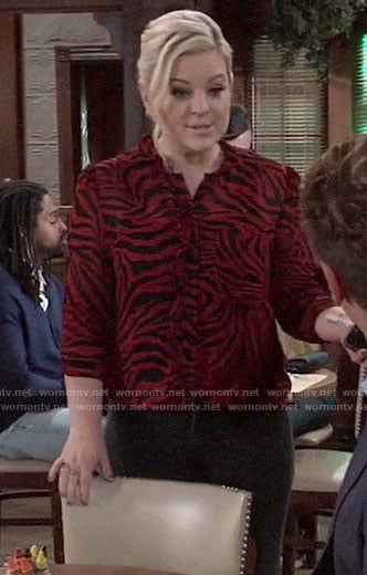 Maxie's red zebra print top on General Hospital