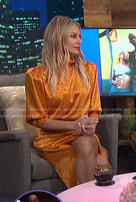Morgan's orange leopard print dress on E! News Nightly Pop