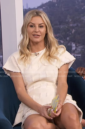Morgan's white peplum top and shorts on E! News Daily Pop