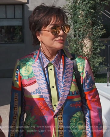 Kris's multicolored blazer and blouse on Keeping Up with the Kardashians