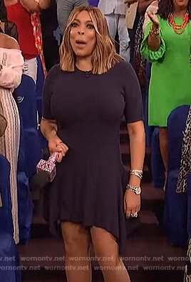 Wendy's navy ribbed dress on The Wendy Williams Show