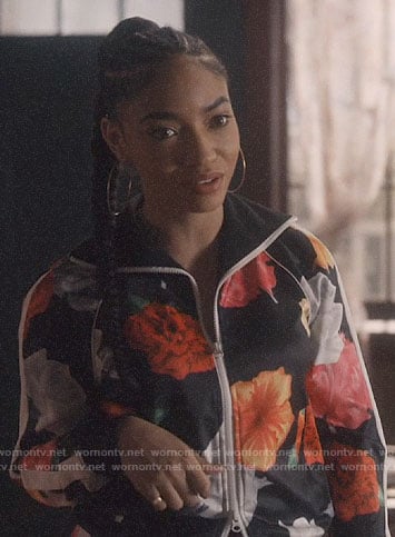 Nikki's floral track suit on Greenleaf