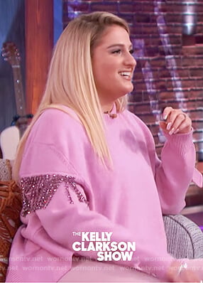 Meghan Trainor's pink embellished sweater on The Kelly Clarkson Show