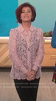 Sharon's pink floral lace blouse on The Talk