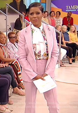 Tamron's pink metallic blazer on the Tamron Hall Show