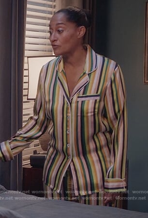 Rainbow's striped pajamas on Black-ish