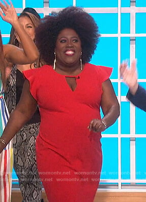 Sheryl's red flutter sleeve dress on The Talk