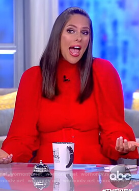 Abby's red dotted sheer dress on The View