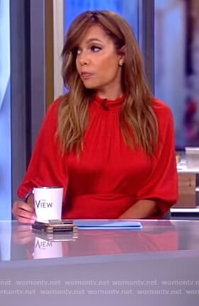Sunny's red satin tie dress on The View