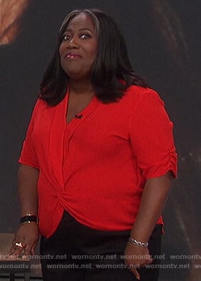 Sheryl's red twisted top on The Talk