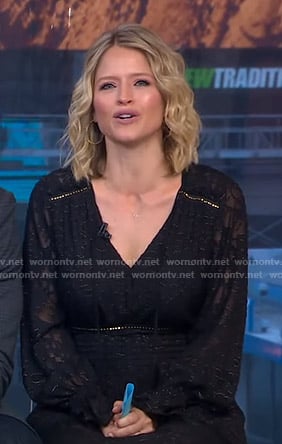 Sara's black burnout v-neck dress on GMA Strahan Sara And Keke