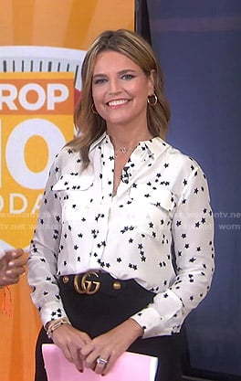 Savannah's white star print blouse and Gucci skirt on Today