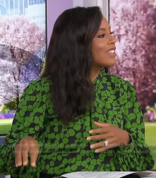 Sheinelle's green and black tie neck blouse on Today