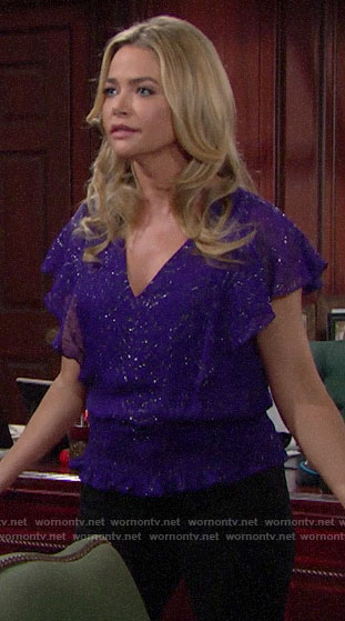 Shauna's purple metallic top on The Bold and the Beautiful