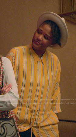 Skye's yellow striped tunic dress on The Politician