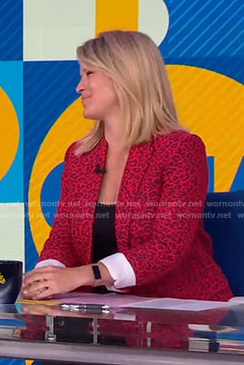Sara's red leopard print blazer on Good Morning America