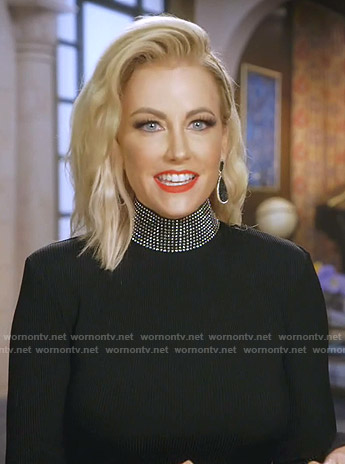 Stephanie's black embellished neck top on The Real Housewives of Dallas