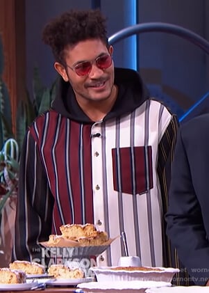 Bryce Vine's striped colorblock shirt on The Kelly Clarkson Show