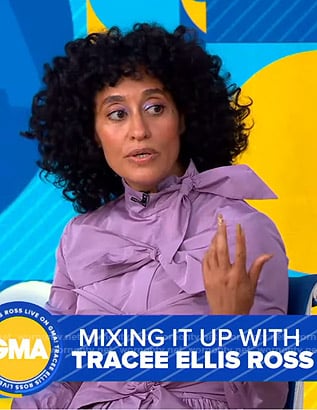 Tracee Ellis Ross's purple bow detail dress on Good Morning America