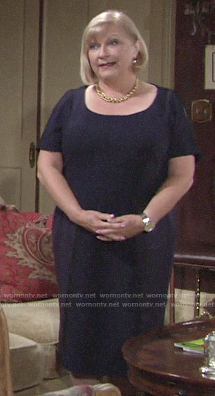 Traci's navy short sleeved dress on The Young and the Restless