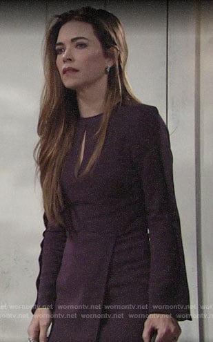 Victoria's dark purple keyhole dress on The Young and the Restless