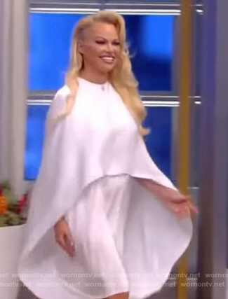 Pamela Anderson's white cape dress on The View
