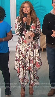 Carrie's white floral dress with lace trim on The Talk