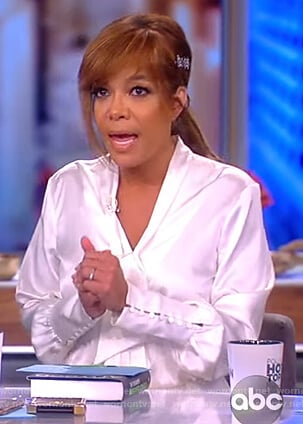 Sunny's white satin top and fringe skirt on The View