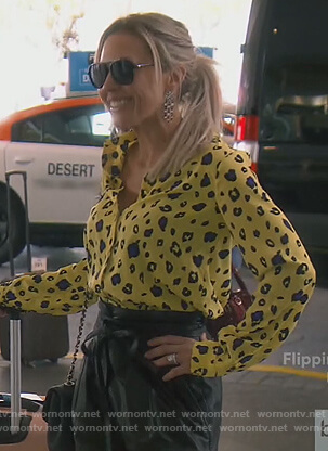 Braunwyn's yellow leopard blouse on The Real Housewives of Orange County