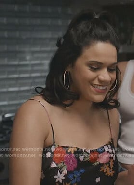 Yoli's black floral dress on Grand Hotel