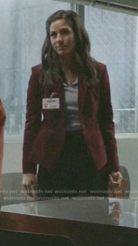 Yoli's red corduroy blazer on Pearson