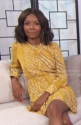 Zuri's yellow floral mini dress on E! News