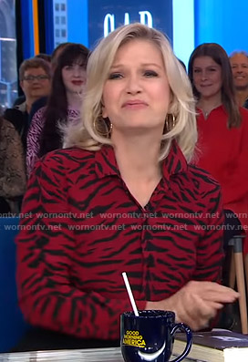 Diane Sawyer's red zebra print blouse on Good Morning America