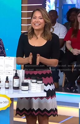 Ginger's black top and zig zag print skirt on Good Morning America