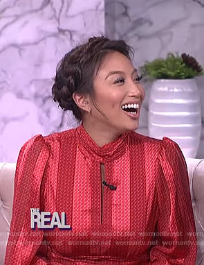 Jeannie's red printed keyhole dress on The Real