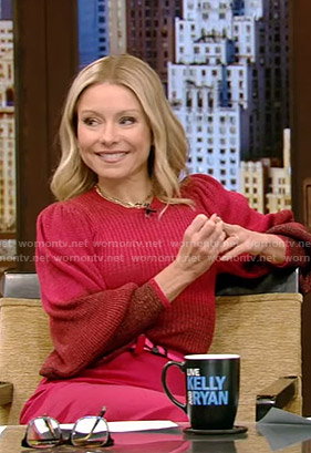 Kelly's red striped sweater on Live with Kelly and Ryan