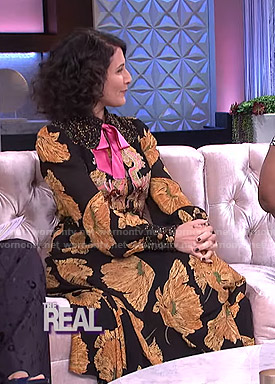 Lisa Edelstein's balck floral maxi dress on The Real