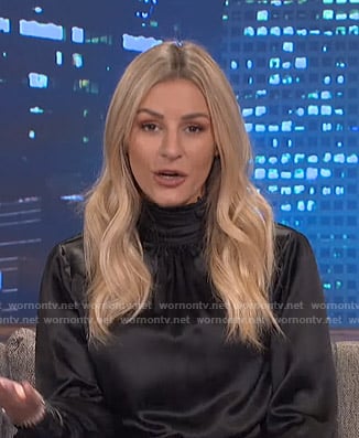 Morgan's black high neck blouse on E! News Nightly Pop
