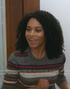 Maggie's grey striped sweater on Greys Anatomy