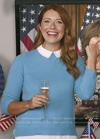 Abby's blue layered sweater on Black-ish