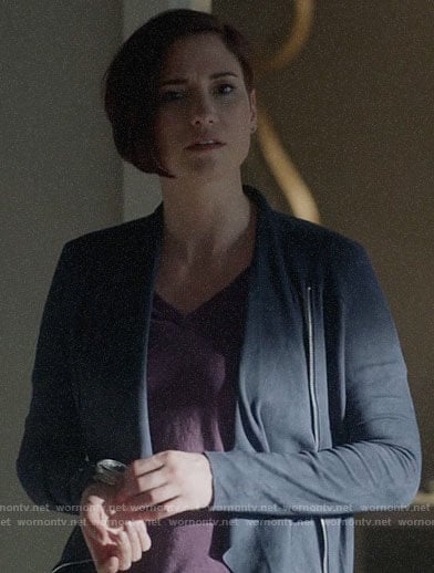 Alex's blue draped front jacket on Supergirl