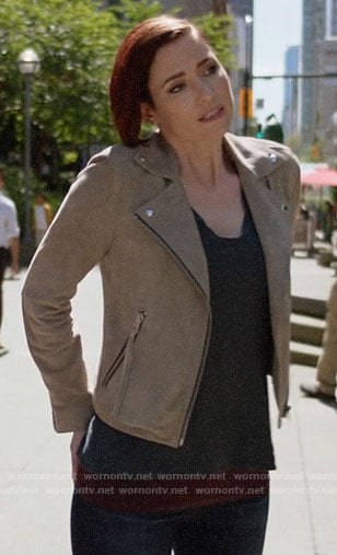 Alex's suede moto jacket on Supergirl