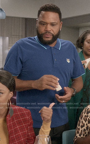 Andre's blue tiger emblem polo on Black-ish