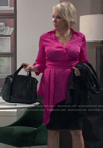 Ava's pink asymmetric blouse on General Hospital