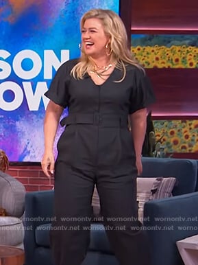 Kelly's belted jumpsuit on The Kelly Clarkson Show