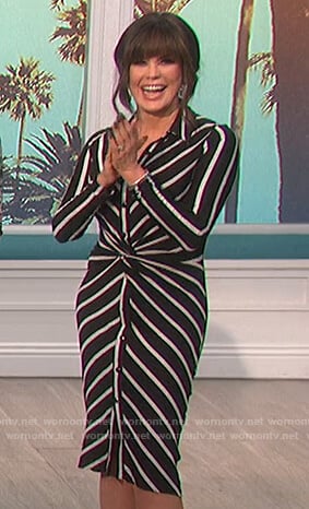 Marie's black striped knotted shirtdress on The Talk
