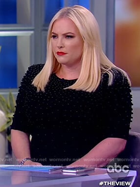 Meghan's black beaded a-line dres on The View