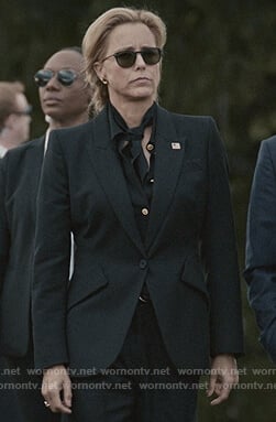 Elizabeth's black button blouse and blazer on Madam Secretary